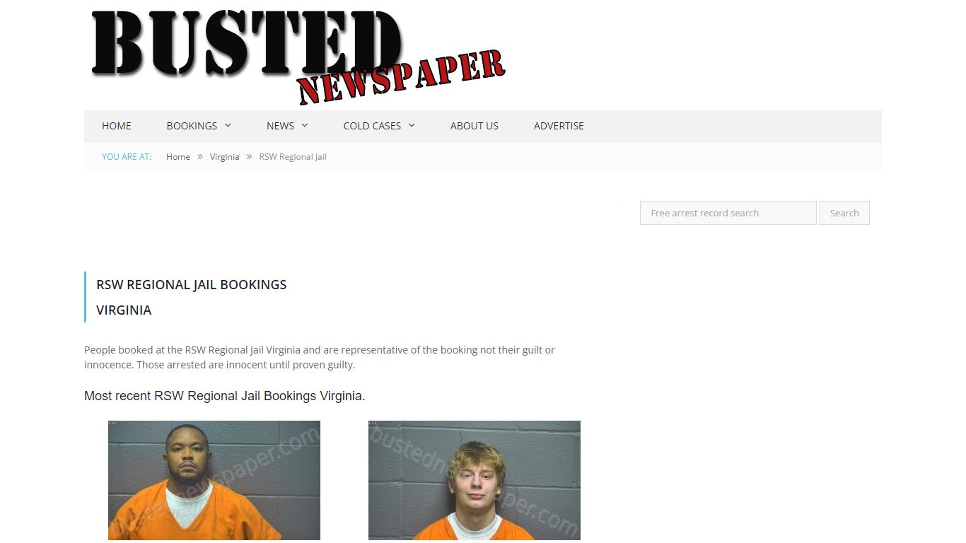 RSW Regional Jail, VA Mugshots - BUSTEDNEWSPAPER.COM