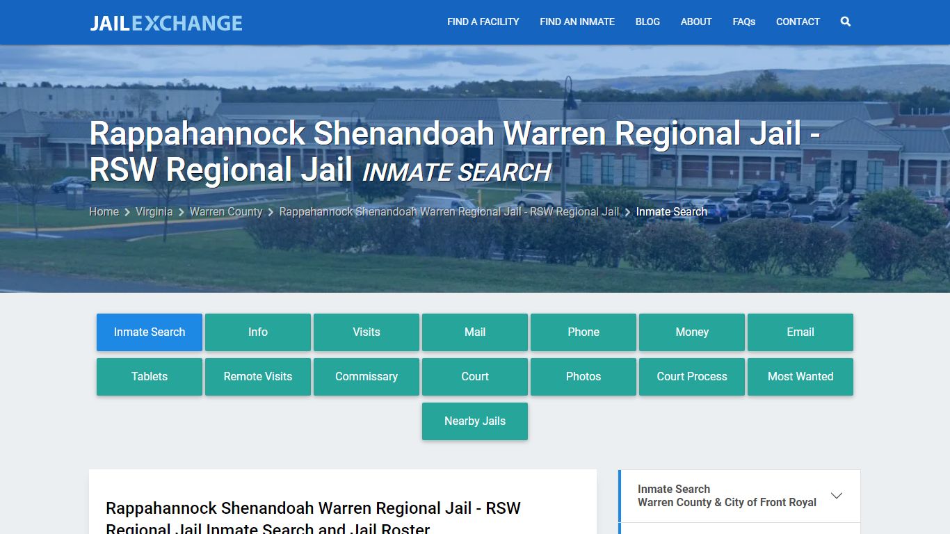 Rappahannock Shenandoah Warren Regional Jail - RSW Regional Jail Inmate ...